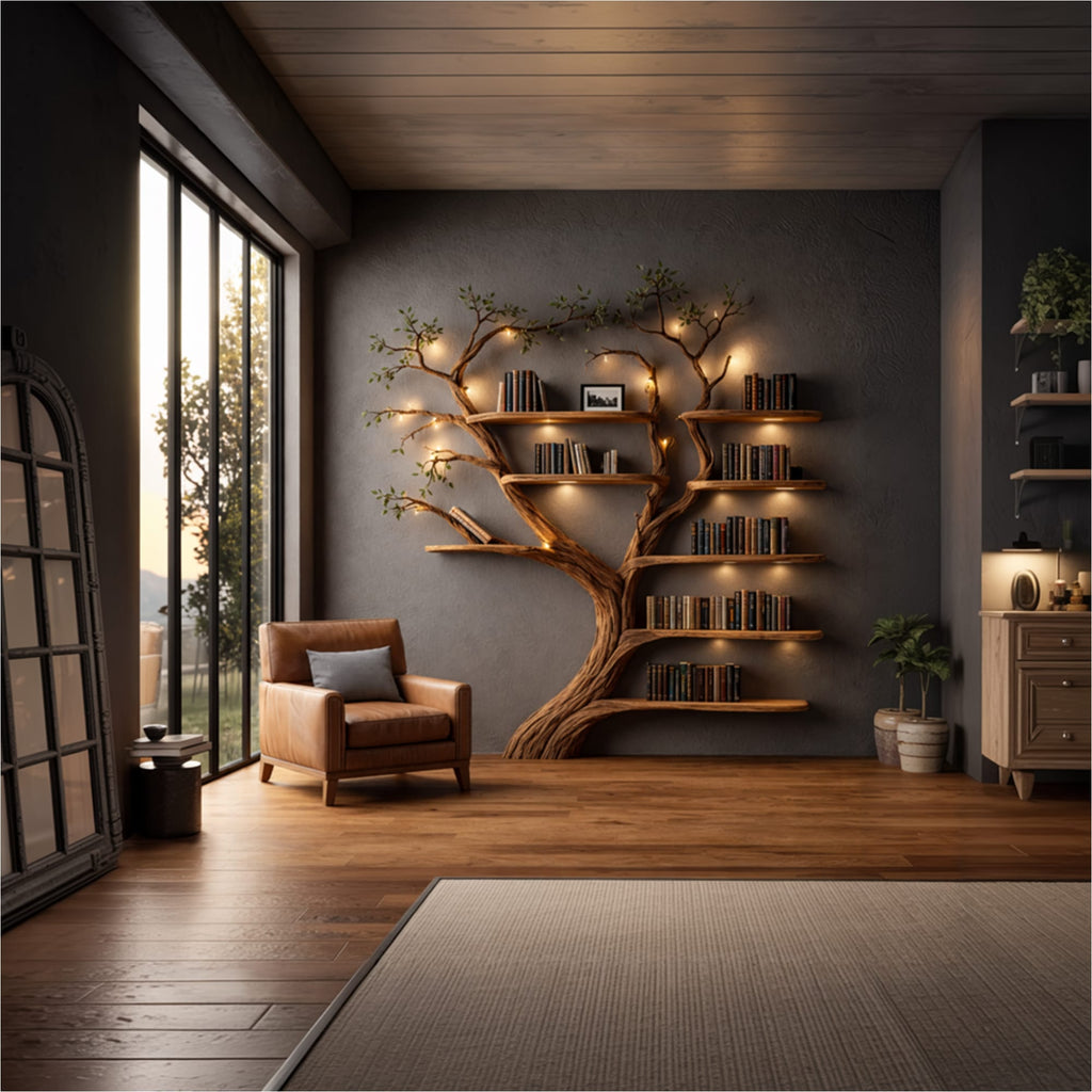 Organic Floating Tree Bookshelf