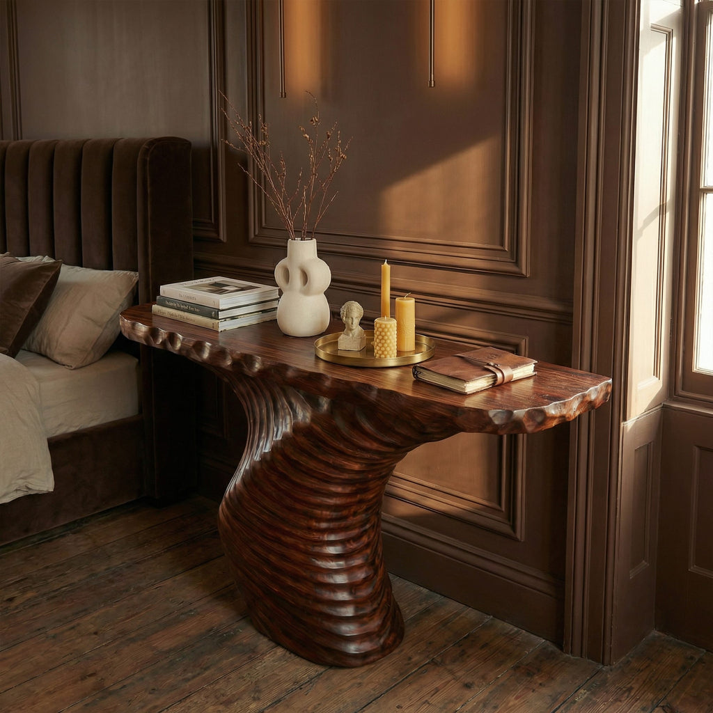 Ribbed Sculptural Console Table