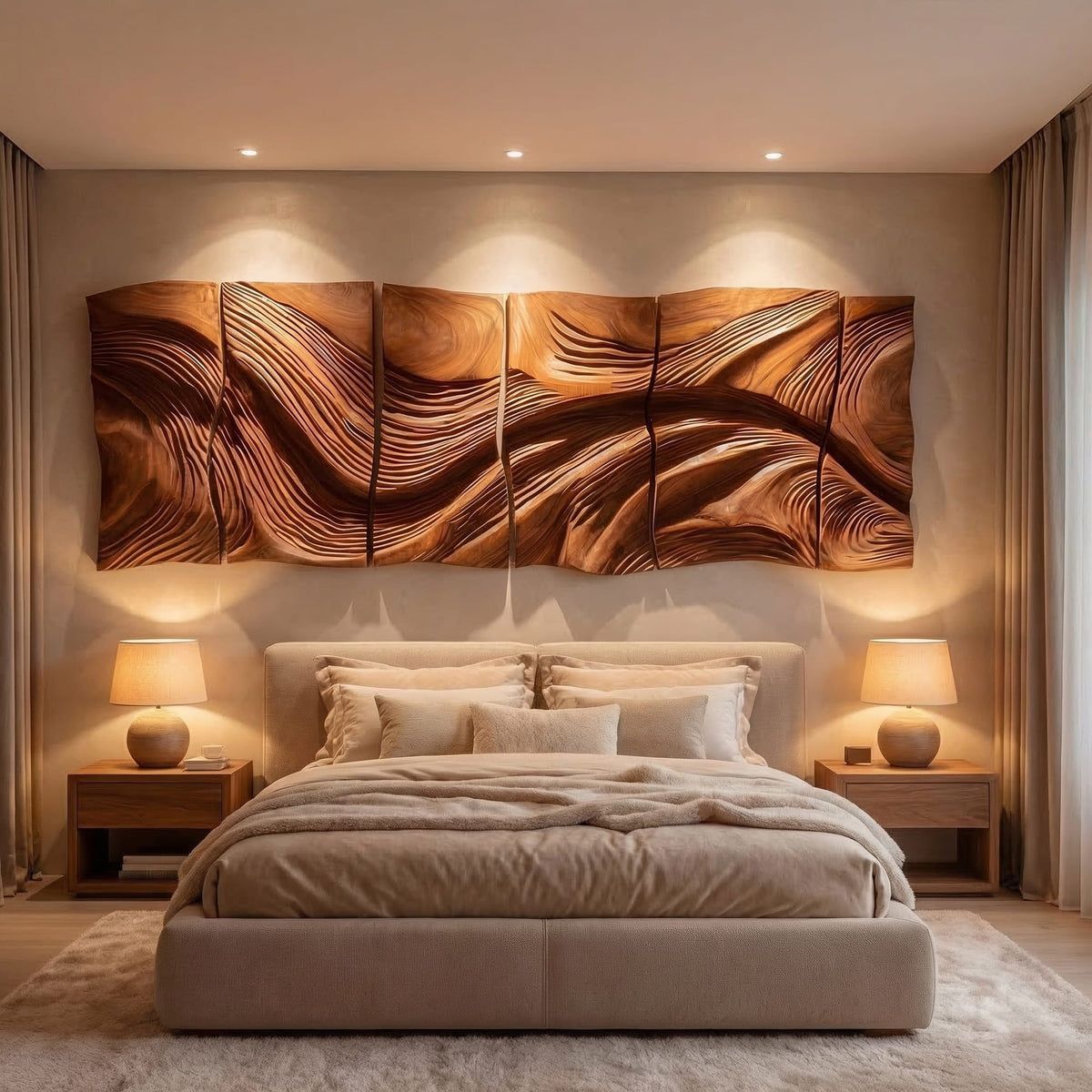 Modern Abstract Carved Wall Art Living Room Wall Decor, solid wood, built to order