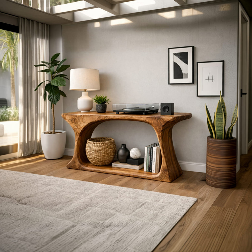 Sculptural Solid Root Console Table