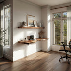 Live Edge Solid Floating Desk Window Side Workspace Interior, solid wood, built to order