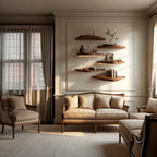Asymmetrical Solid Floating Shelves Organic Wall Display Interior Decor, solid wood, built to order