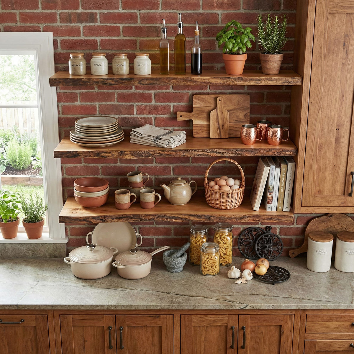 Industrial Floating Wall Shelves, solid wood, built to order
