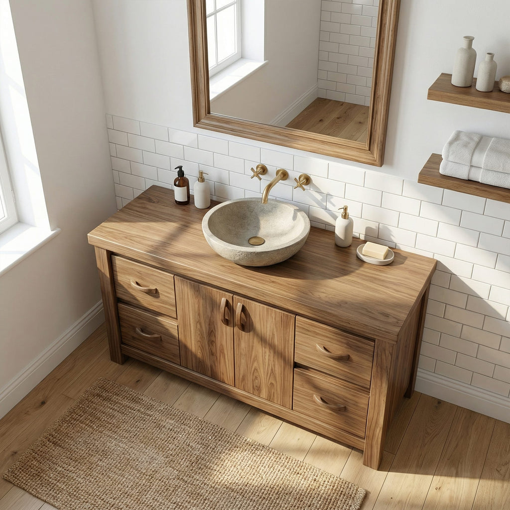 Modern Bathroom Vanity Cabinet Grain Storage, solid wood, built to order