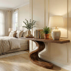Artistic Flowing Base Console Table Entryway Hallway Living Room, solid wood, built to order