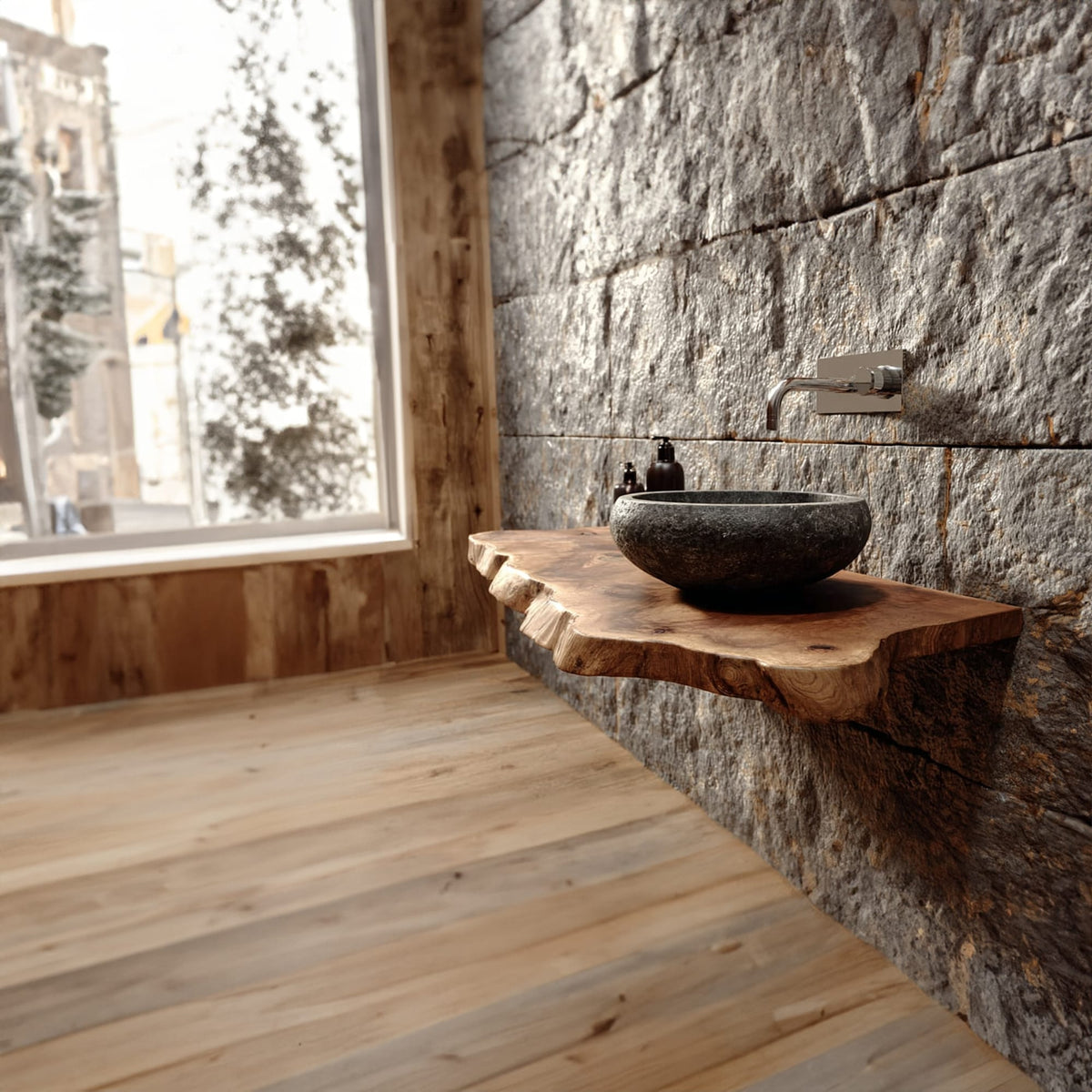Live Edge Floating Washroom Vanity