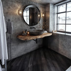 Mid Century Floating Bathroom Vanity Modern Compact Washroom, solid wood, built to order