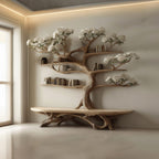 Rustic Tree Shelf Study Room, solid wood, built to order