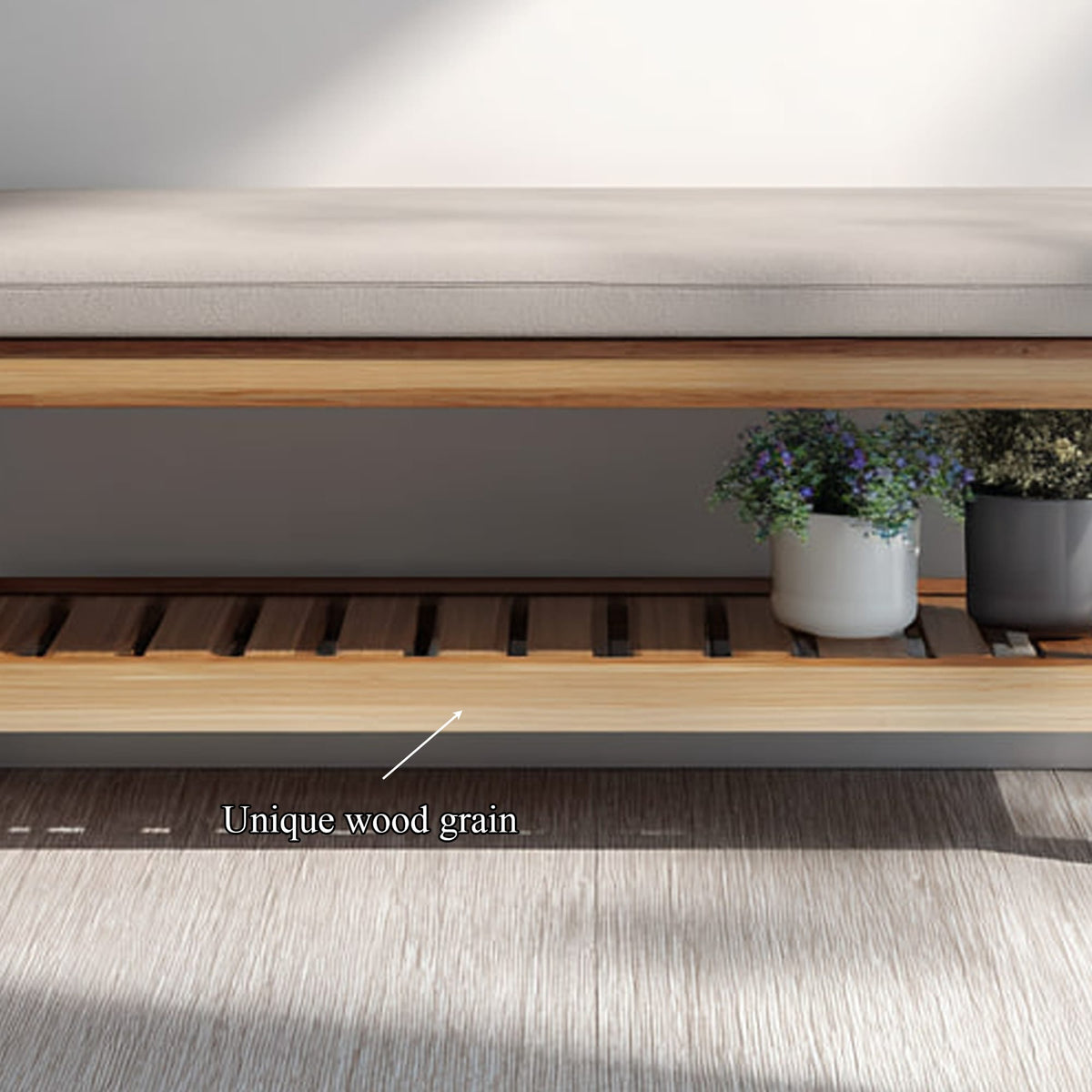Midcentury Farmhouse Shoe Bench Entryway, solid wood, built to order