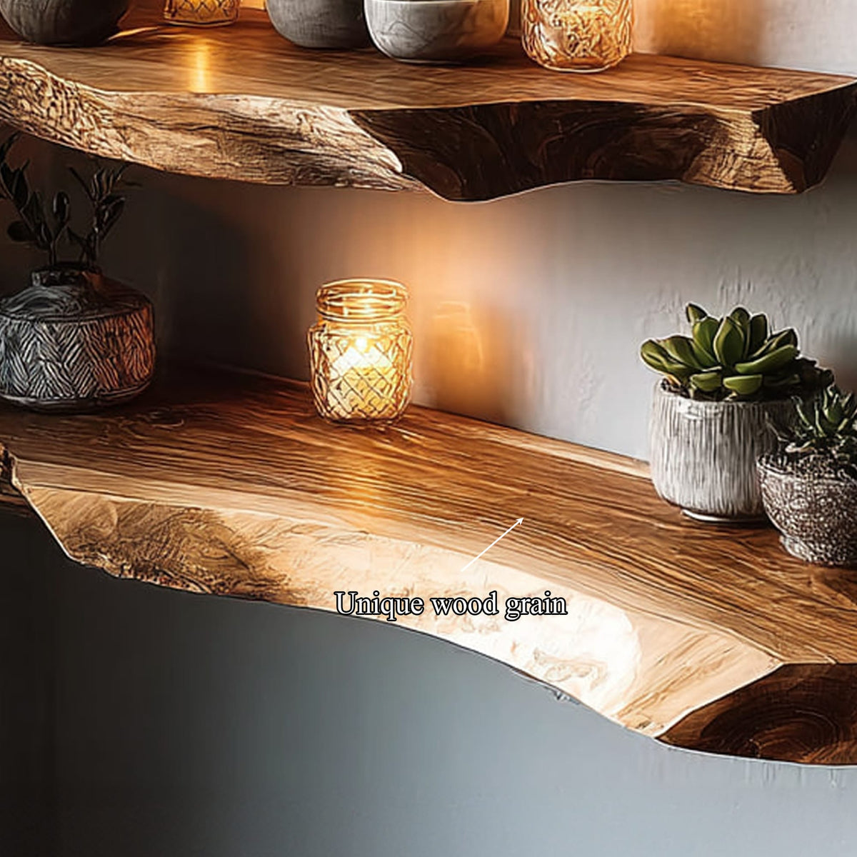 Floating Live Edge Display Bookshelf