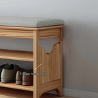 Midcentury Farmhouse Bench Shoe Rack Entryway, solid wood, built to order