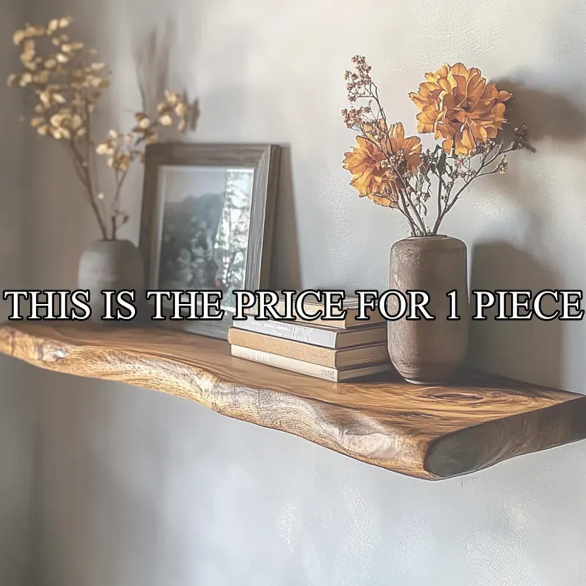 Tree Branch Mounted Floating Shelf