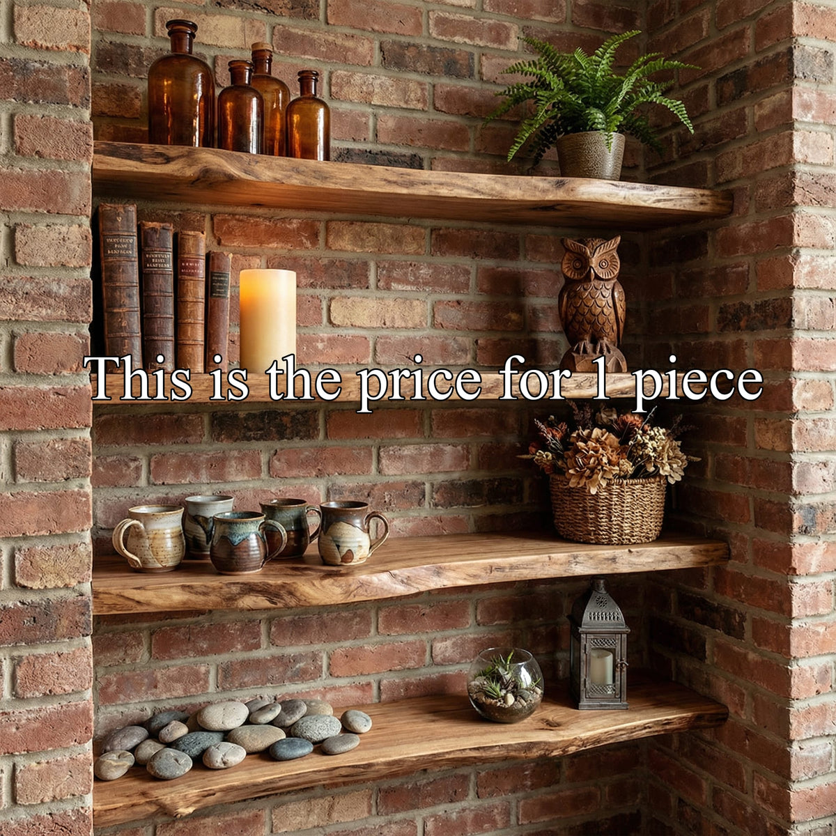 Industrial Floating Wall Shelves, solid wood, built to order