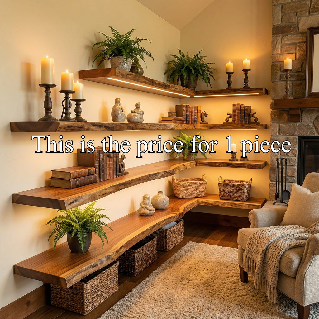 Modern Living Room Floating Wall Shelves, solid wood, built to order