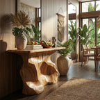 Solid Sculptural Back Console Table