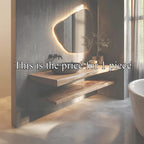Japandi Style Bathroom Vanity Live Edge Floating Counter Shelf, solid wood, built to order
