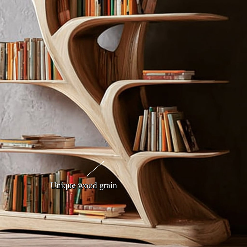 Midcentury Tree Bookshelf Bedroom Reading, solid wood, built to order