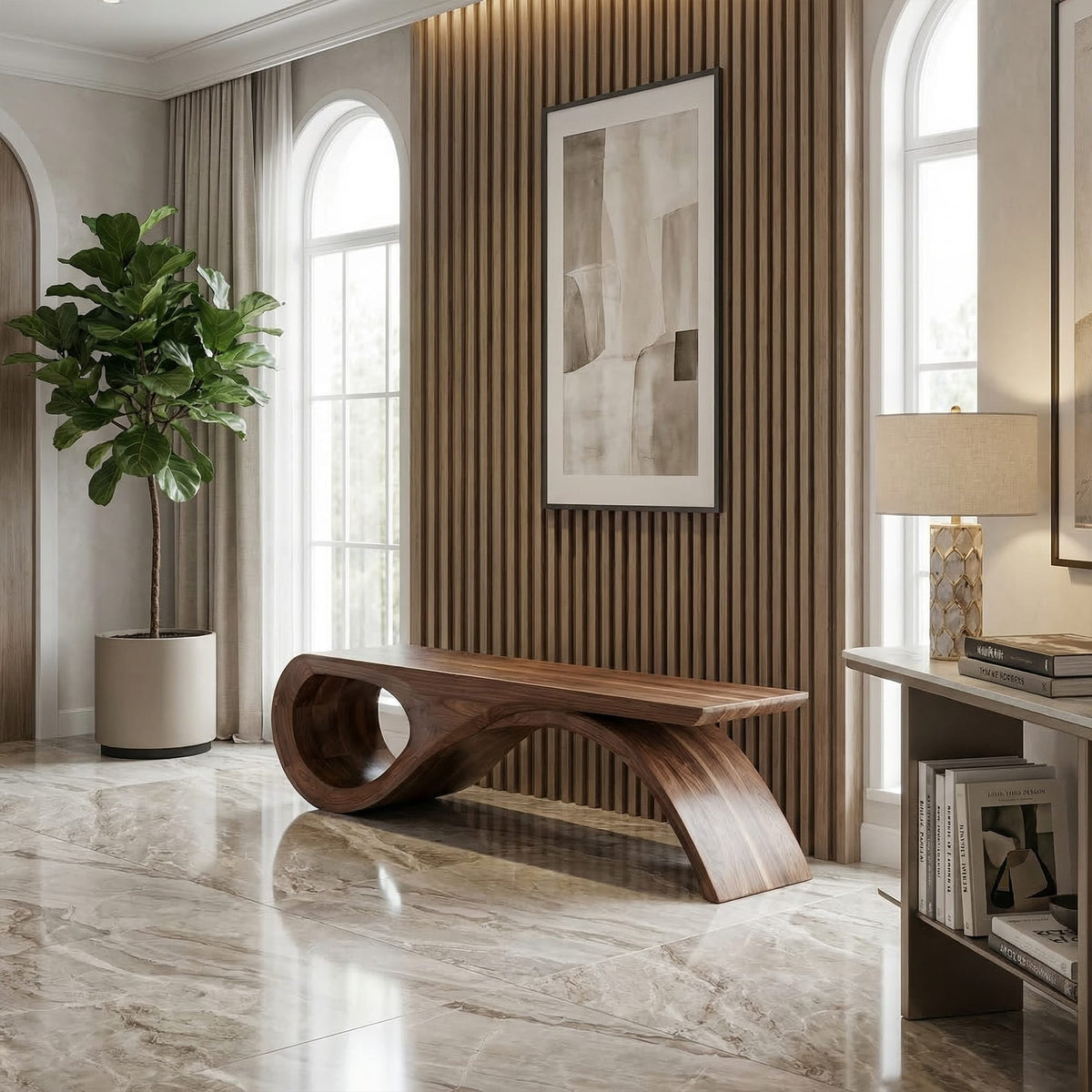 Solid Loop Curved Bench
