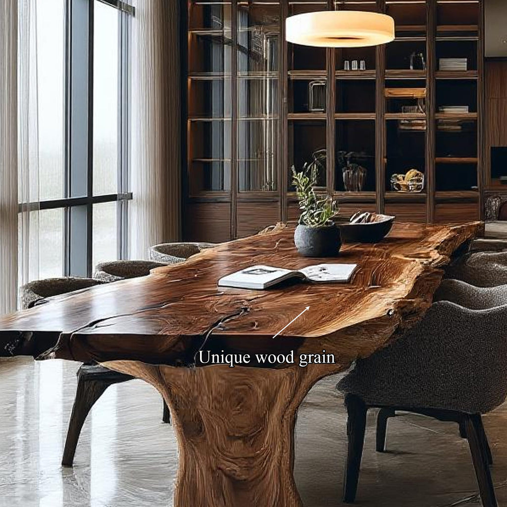 Mid Century Solid Slab Dining Table Kitchen, solid wood, built to order