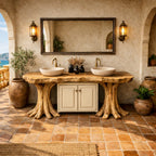 Organic Solid Bathroom Vanity Tree Base Statement Design, solid wood, built to order