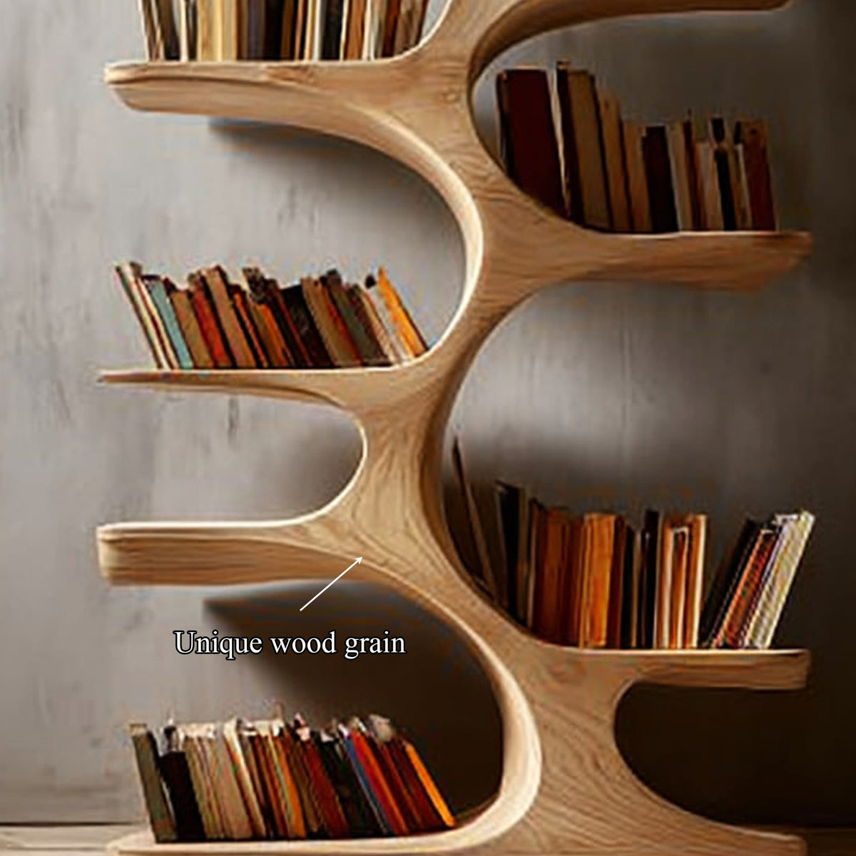 Midcentury Tree Bookcase Home Office, solid wood, built to order