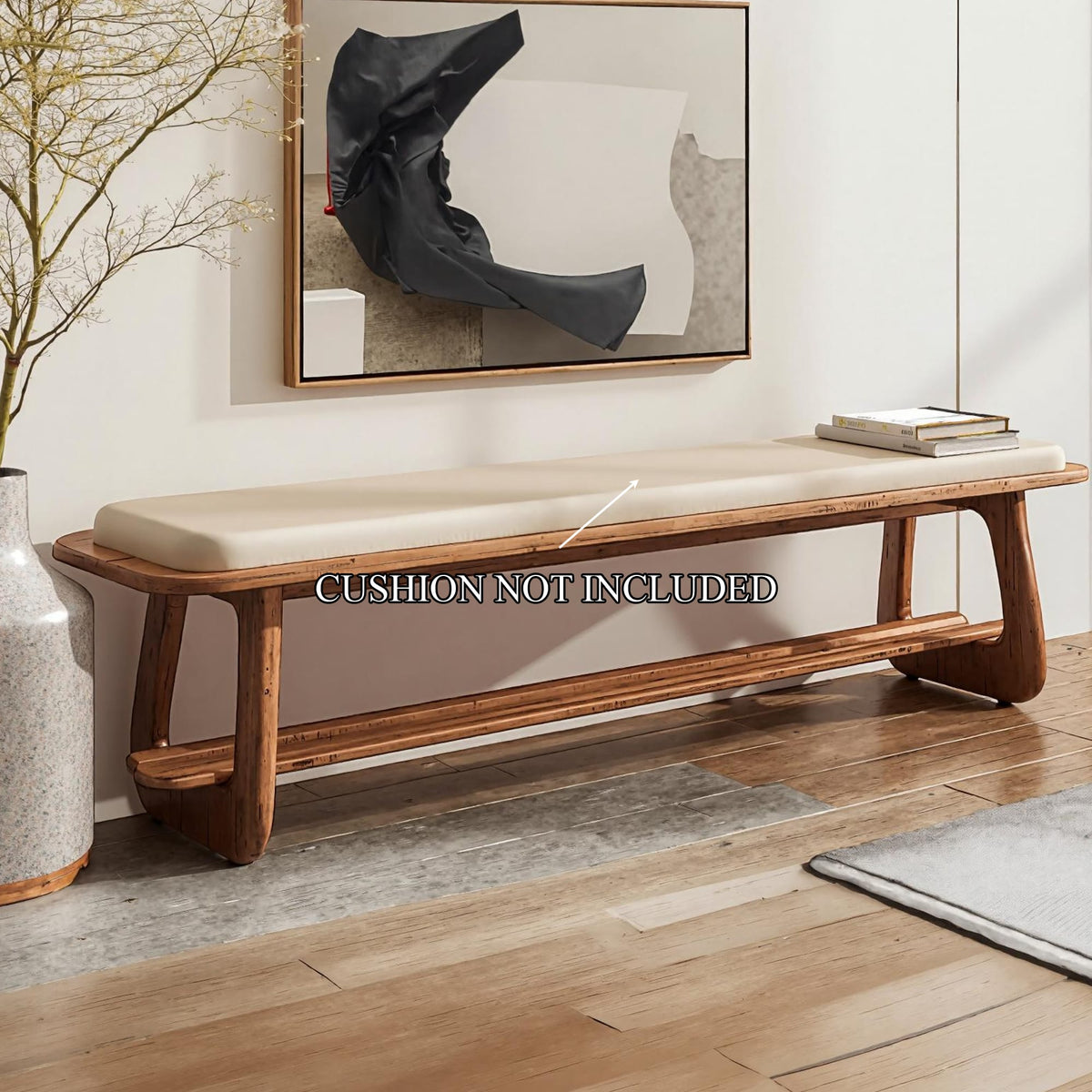 Mid Century Long Bench Entryway Dining Room Modern, solid wood, built to order
