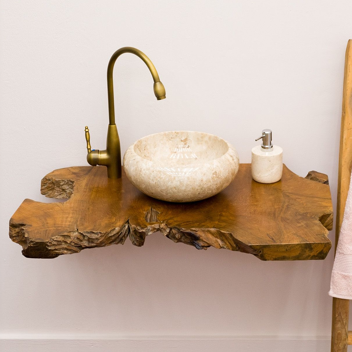 Live Edge Bathroom Vanity Shelf, solid wood, built to order, view 2