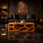 Architectural Carved Solid Coffee Table Organic Void Design Statement Living Room Interior, solid wood, built to order