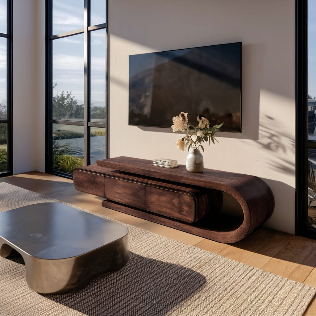 Curved Sculptural Media TV Cabinet