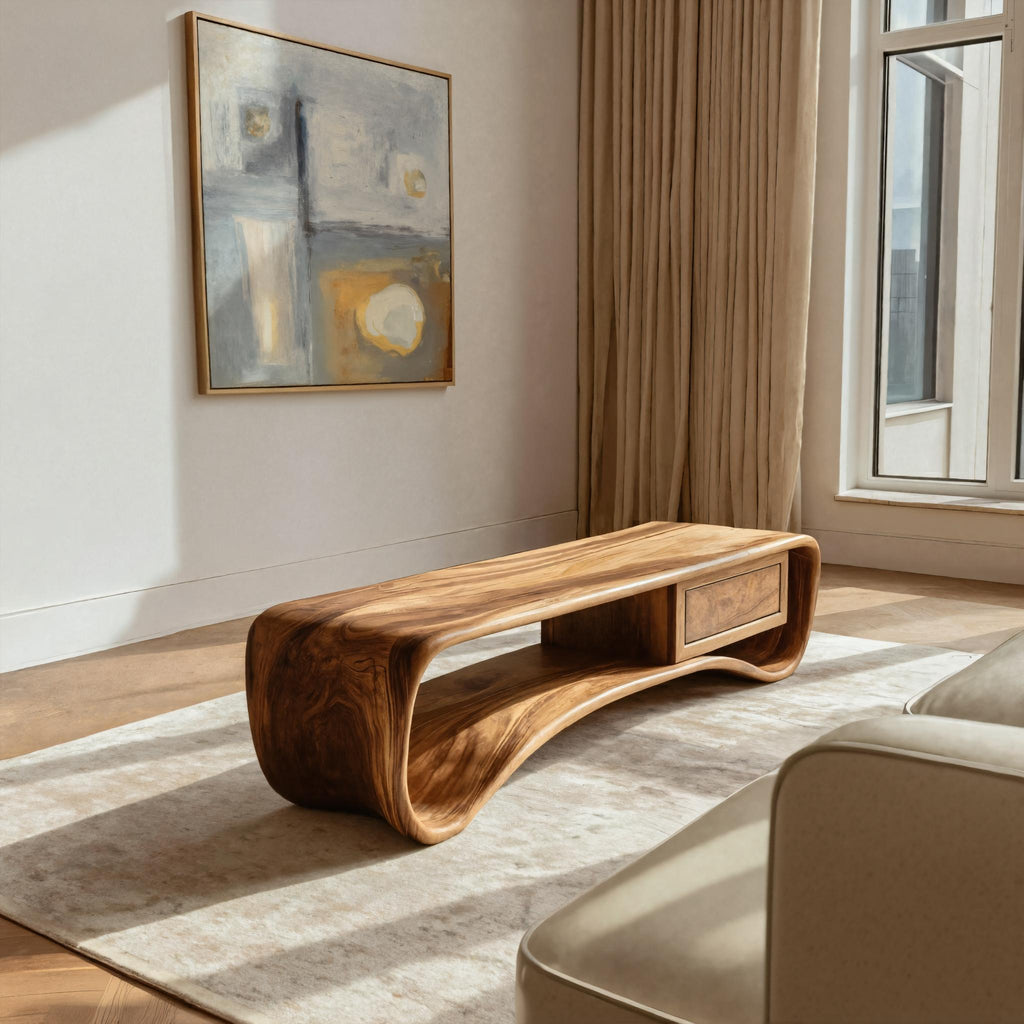 Handcrafted Coffee Table Compact Design, solid wood, built to order