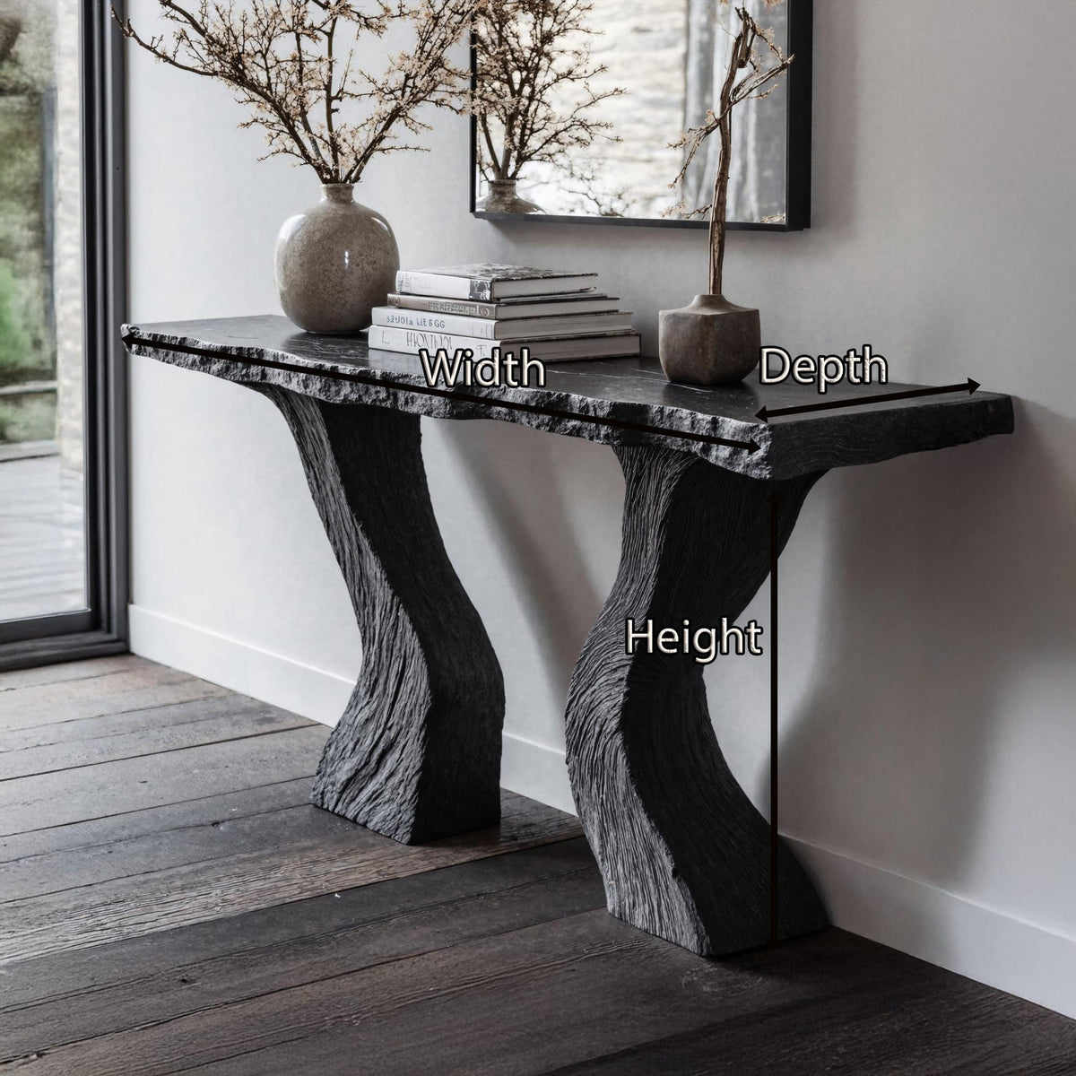 Handcrafted Black Console Table, solid wood, built to order