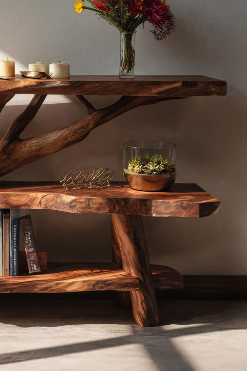 Live Edge Solid Accent Console Table