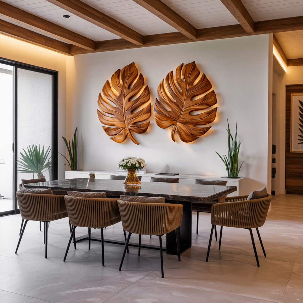 Organic Wooden Palm Leaf Wall Art, solid wood, built to order, view 7