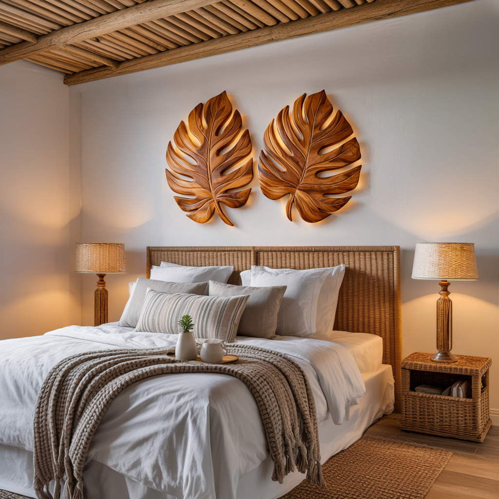 Organic Wooden Palm Leaf Wall Art, solid wood, built to order, view 3