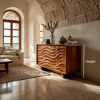 Wooden Sideboard 3d Wave Carving, solid wood, built to order, view 8