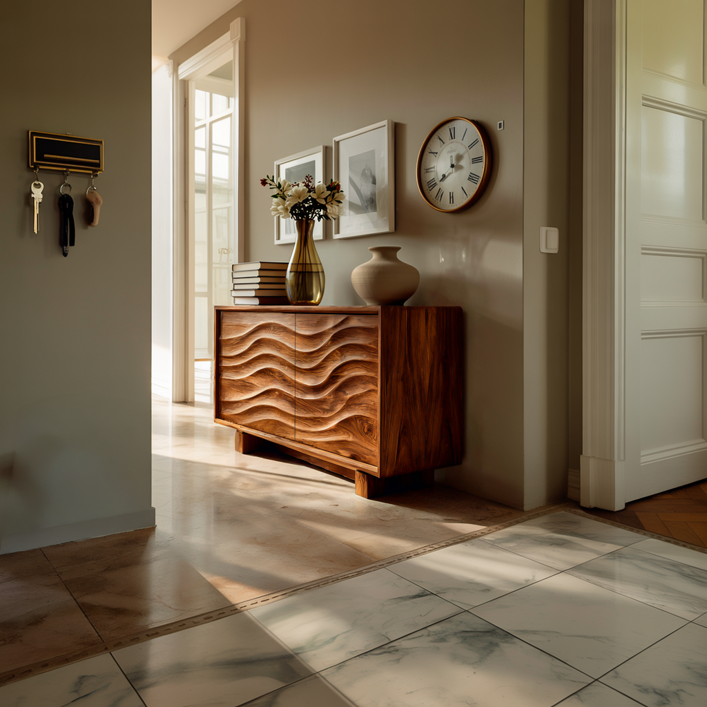 Wooden Sideboard 3d Wave Carving, solid wood, built to order, view 7