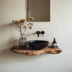 Handcrafted Live Edge Bathroom Vanity Shelf, solid wood, built to order