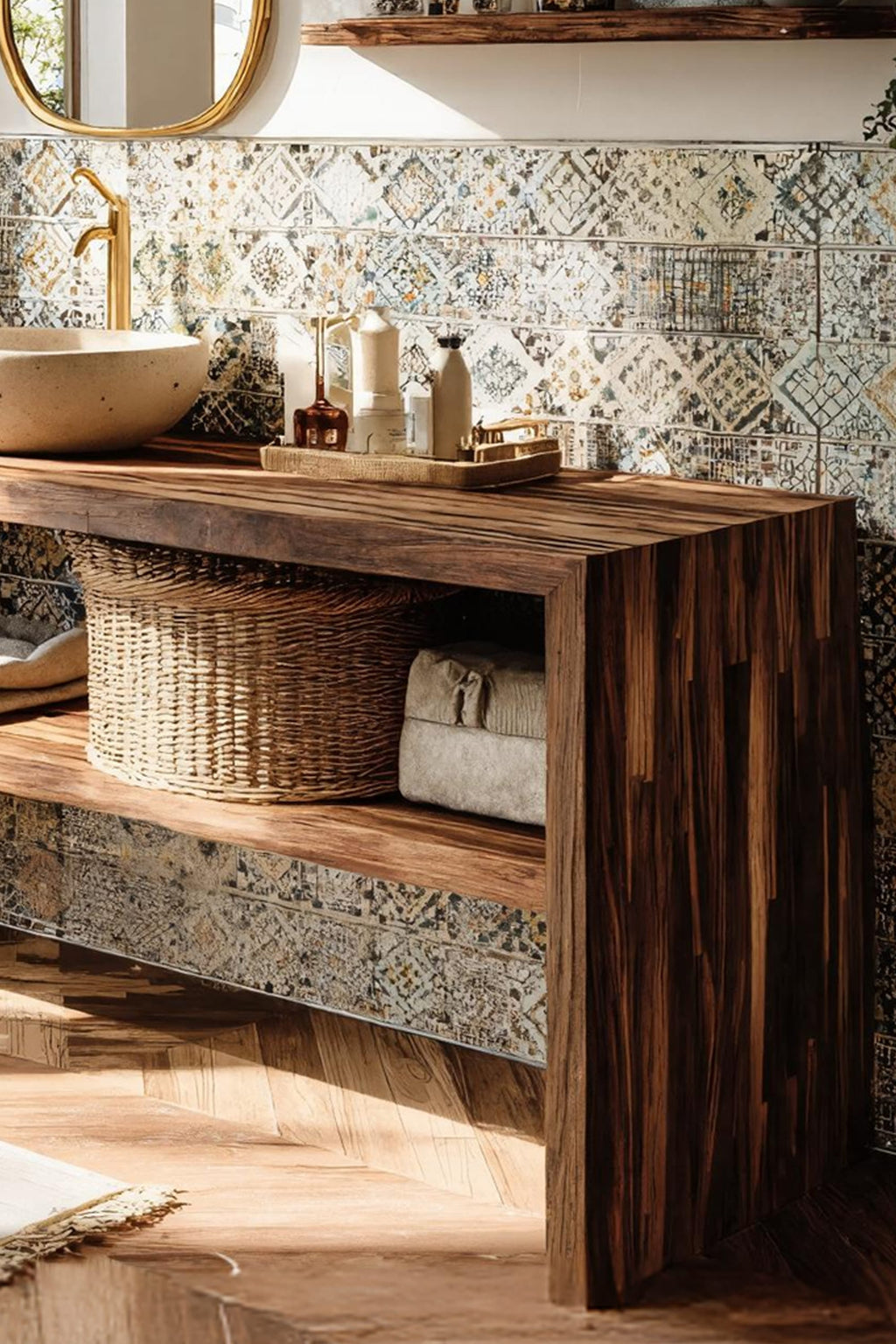 Live Edge Bathroom Storage Cabinet, solid wood, built to order