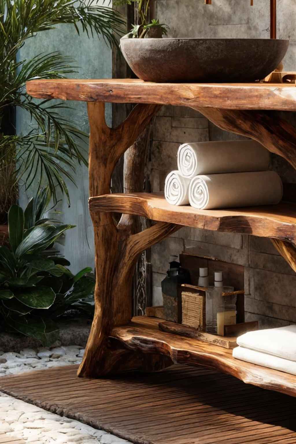 Handcrafted Live Edge Bathroom Vanity, solid wood, built to order