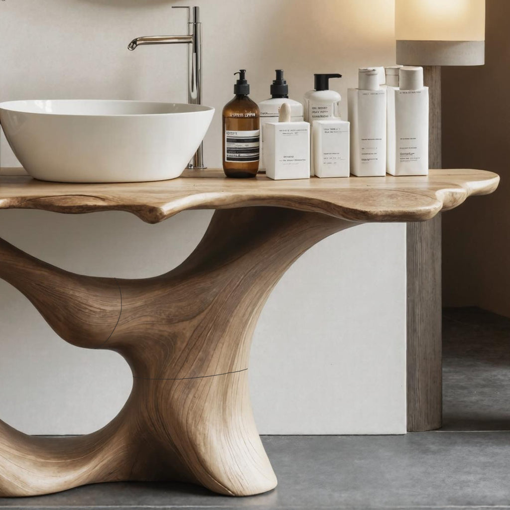 Mid Century Live Edge Vanity, solid wood, built to order