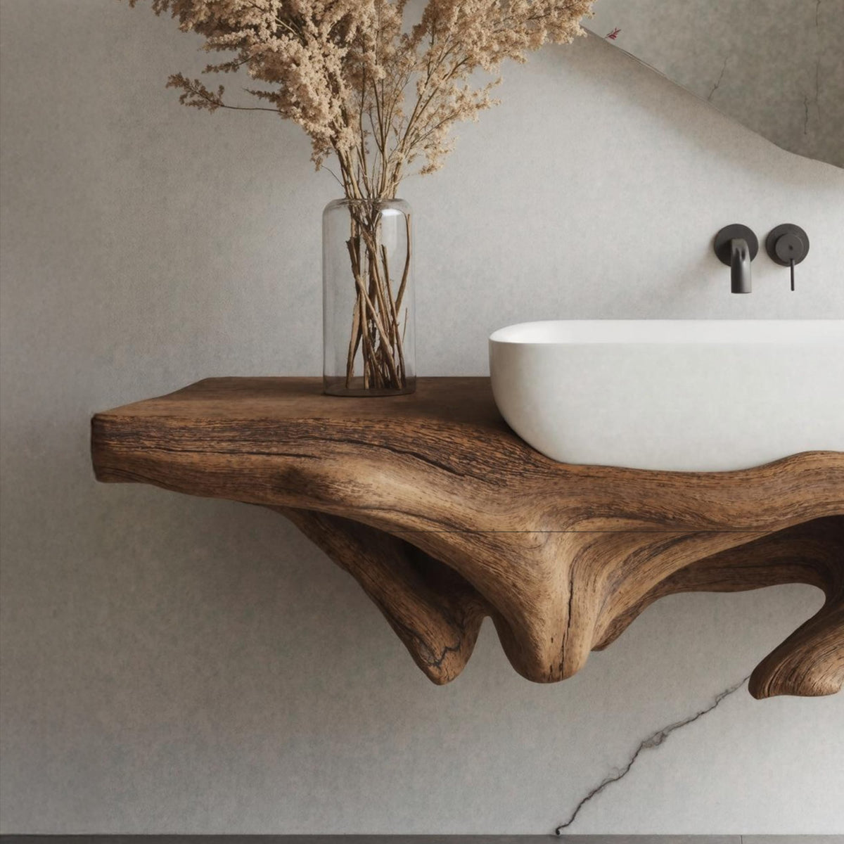 Farmhouse Bathroom Shelf Wall Mount for Storage, solid wood, built to order