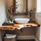 Floating Bathroom Corner Shelf Vanity, solid wood, built to order