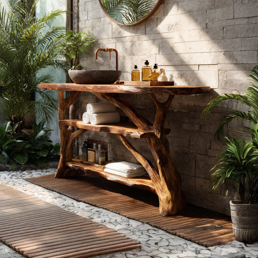 Handcrafted Live Edge Bathroom Vanity, solid wood, built to order