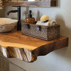 Floating Edge Bathroom Shelf, solid wood, built to order