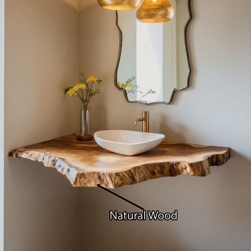 Handcrafted Bathroom Floating Shelf with Finish, solid wood, built to order