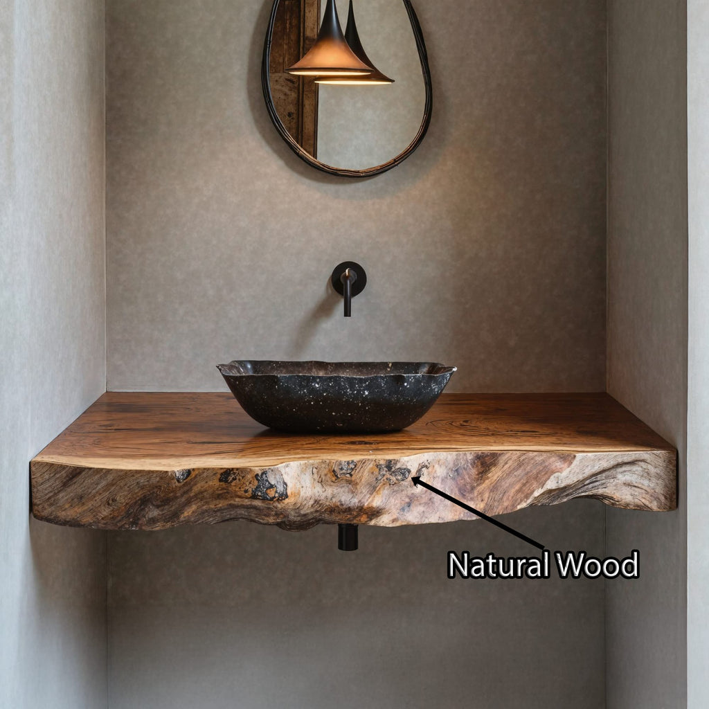Custom Bathroom Floating Shelf for Rustic Vanity Styles, solid wood, built to order