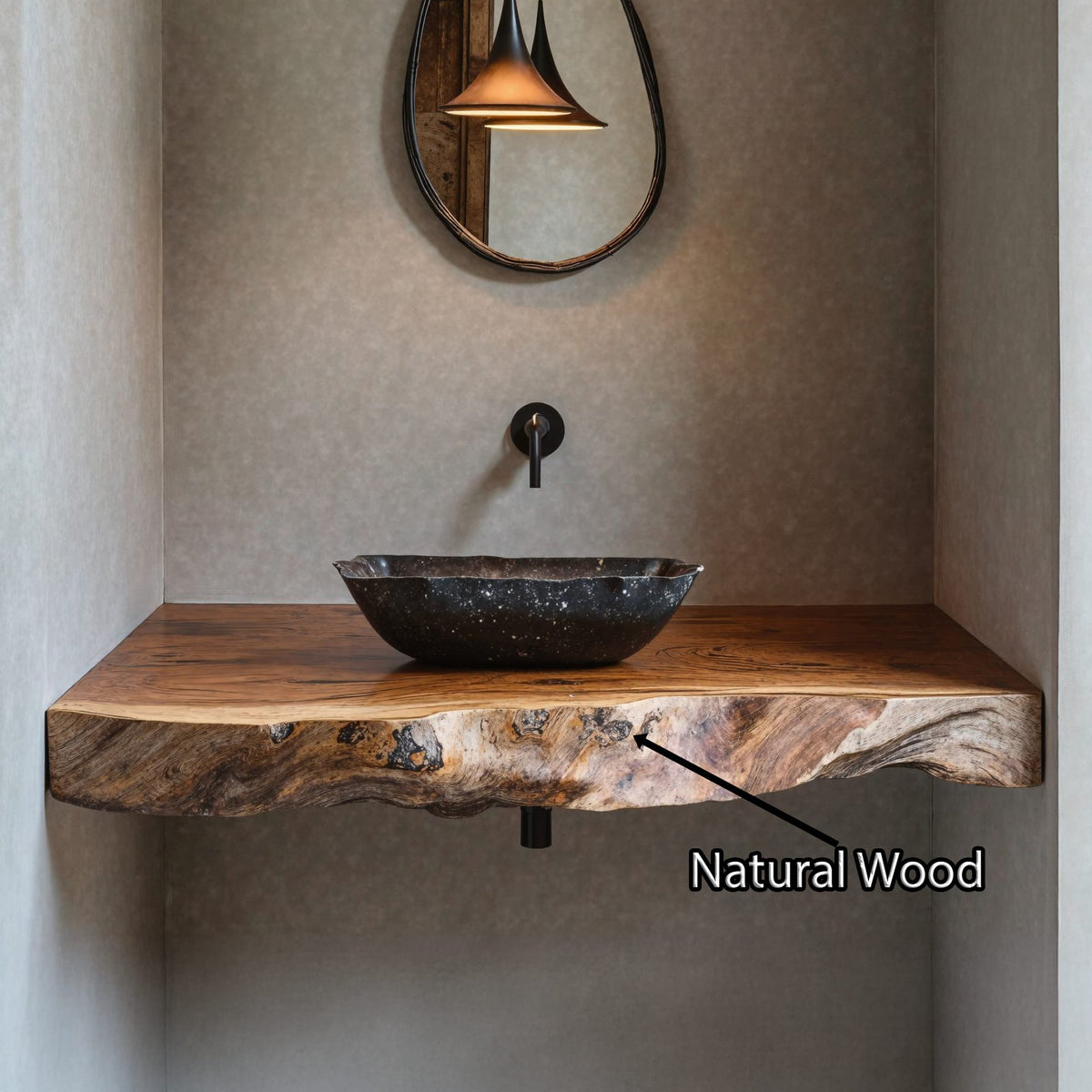 Custom Bathroom Floating Shelf for Rustic Vanity Styles, solid wood, built to order