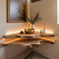 Floating Bathroom Corner Shelf, solid wood, built to order