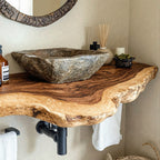 Floating Edge Bathroom Vanity Shelf, solid wood, built to order
