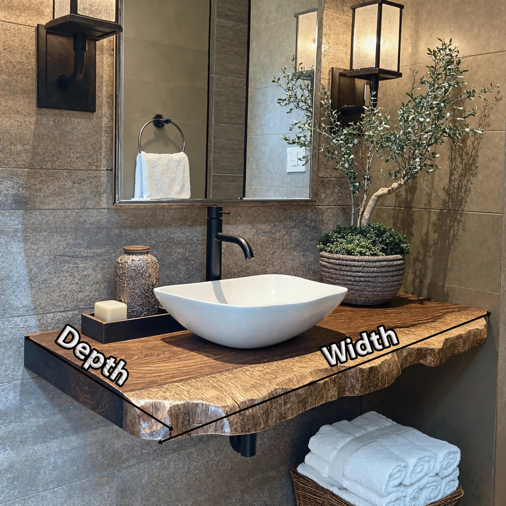 Floating Vanity Shelf, solid wood, built to order